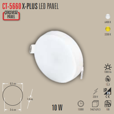CT-5660 Sıva Altı Panel Led 10W