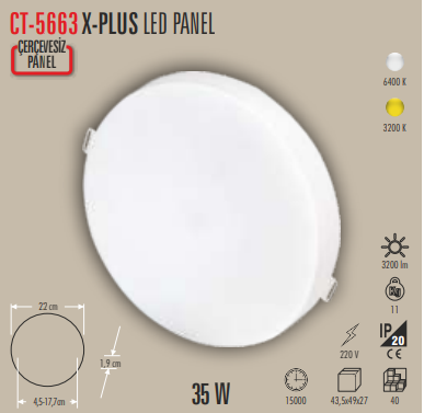CT-5663 Sıva Altı Panel Led 35Watt